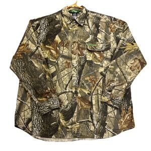 REMINGTON Shirt Mens L Realtree Hardwoods Long Sleeve Lightweight Button Up Hunt
